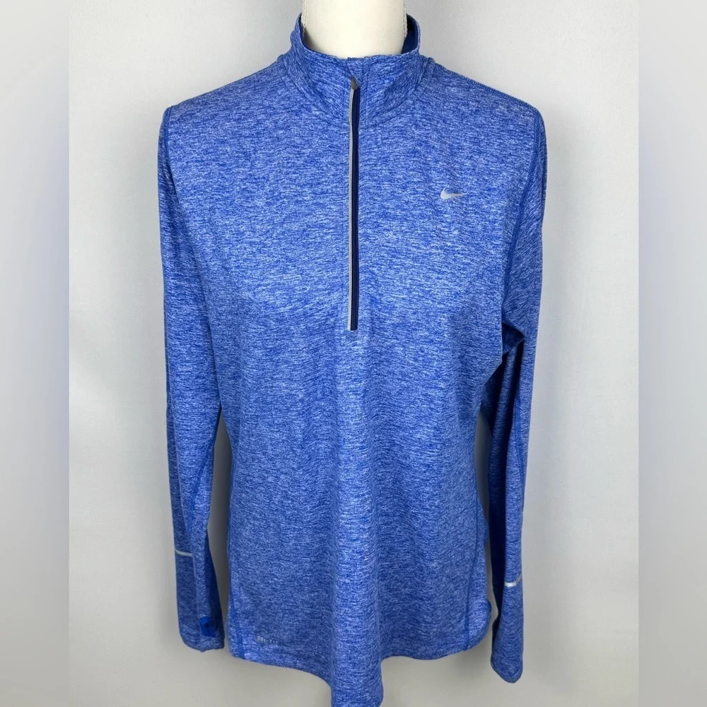 Nike Women's Element Dri-Fit Top Blue Half Zip Long Sleeves Large Running Golf